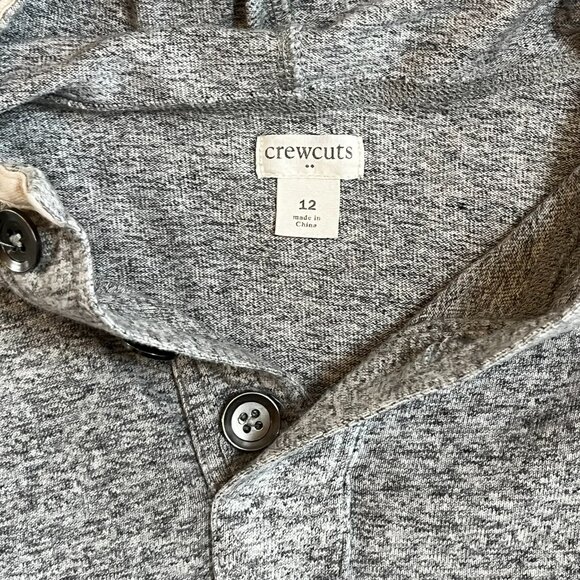 Boys Hooded Sweatshirt Quarter Button-Up - Size 12 - Picture 3 of 3